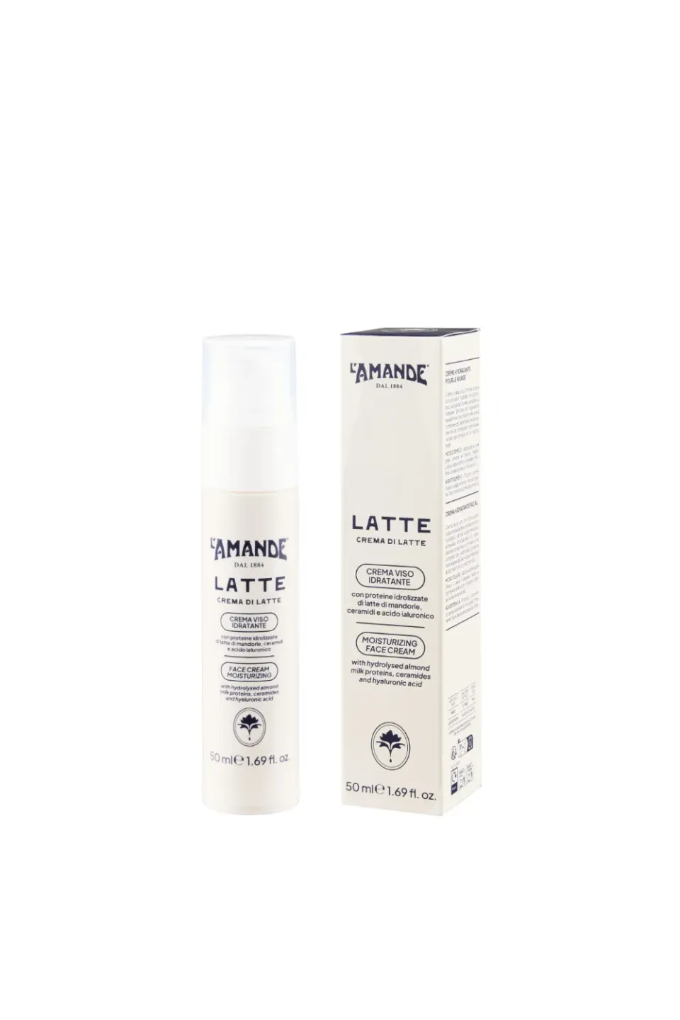 L'Amande Latte crema viso idratante ceramidi acido ialuronico