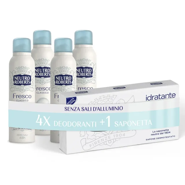 Neutro Roberts Fresco Classico deodorante spray 4x150 ml zero macchie