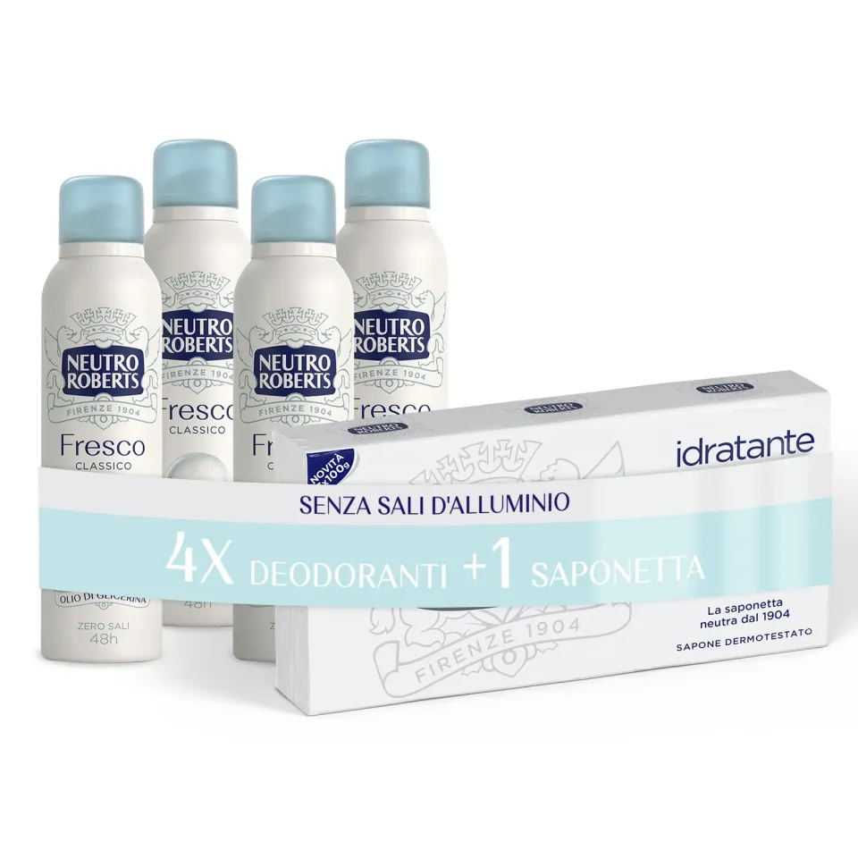 Neutro Roberts Fresco Classico deodorante spray 4x150 ml zero macchie