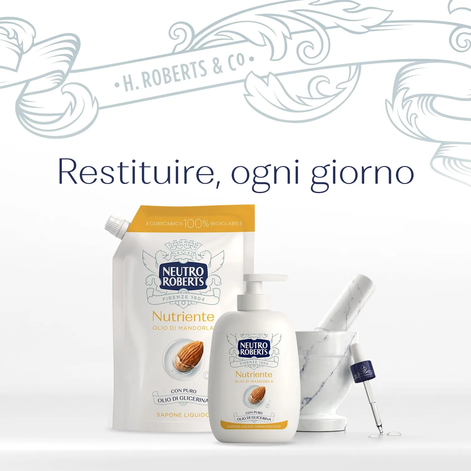 Neutro Roberts Nutriente Sapone Liquido Ricarica 400 ml Mandorla