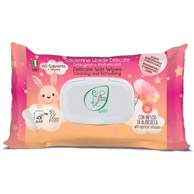 Pierpaoli Baby Biocontè Salviettine Umide 60 pz Albicocca
