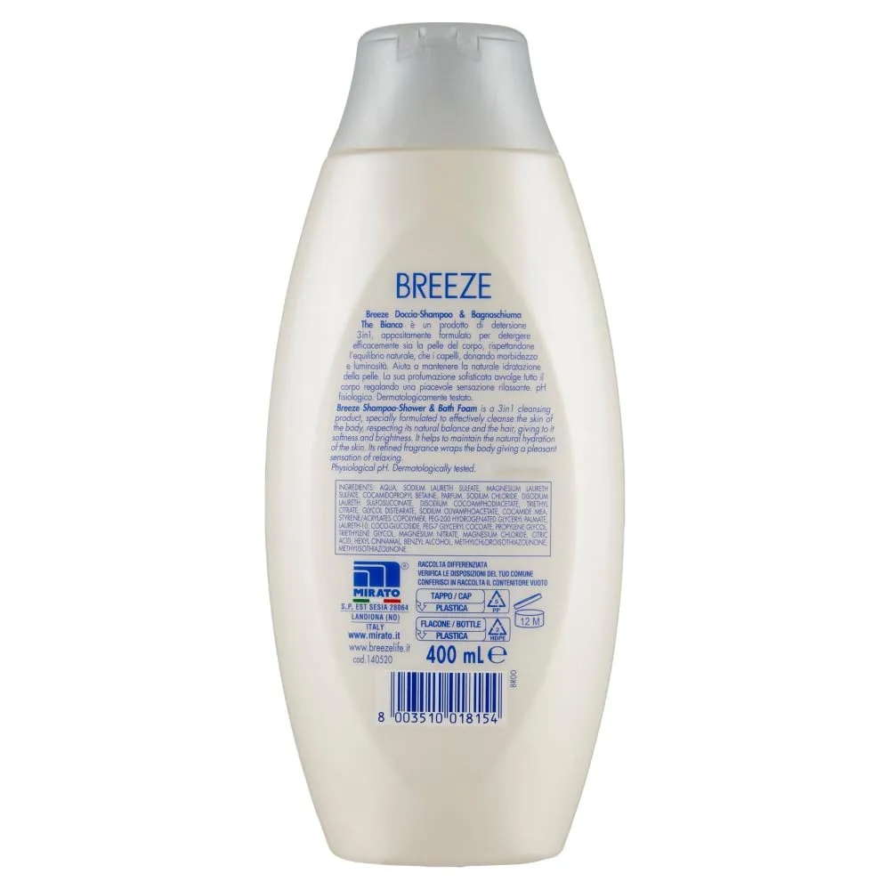 Breeze Thè Bianco bagnoschiuma doccia shampoo 6x400 ml pH