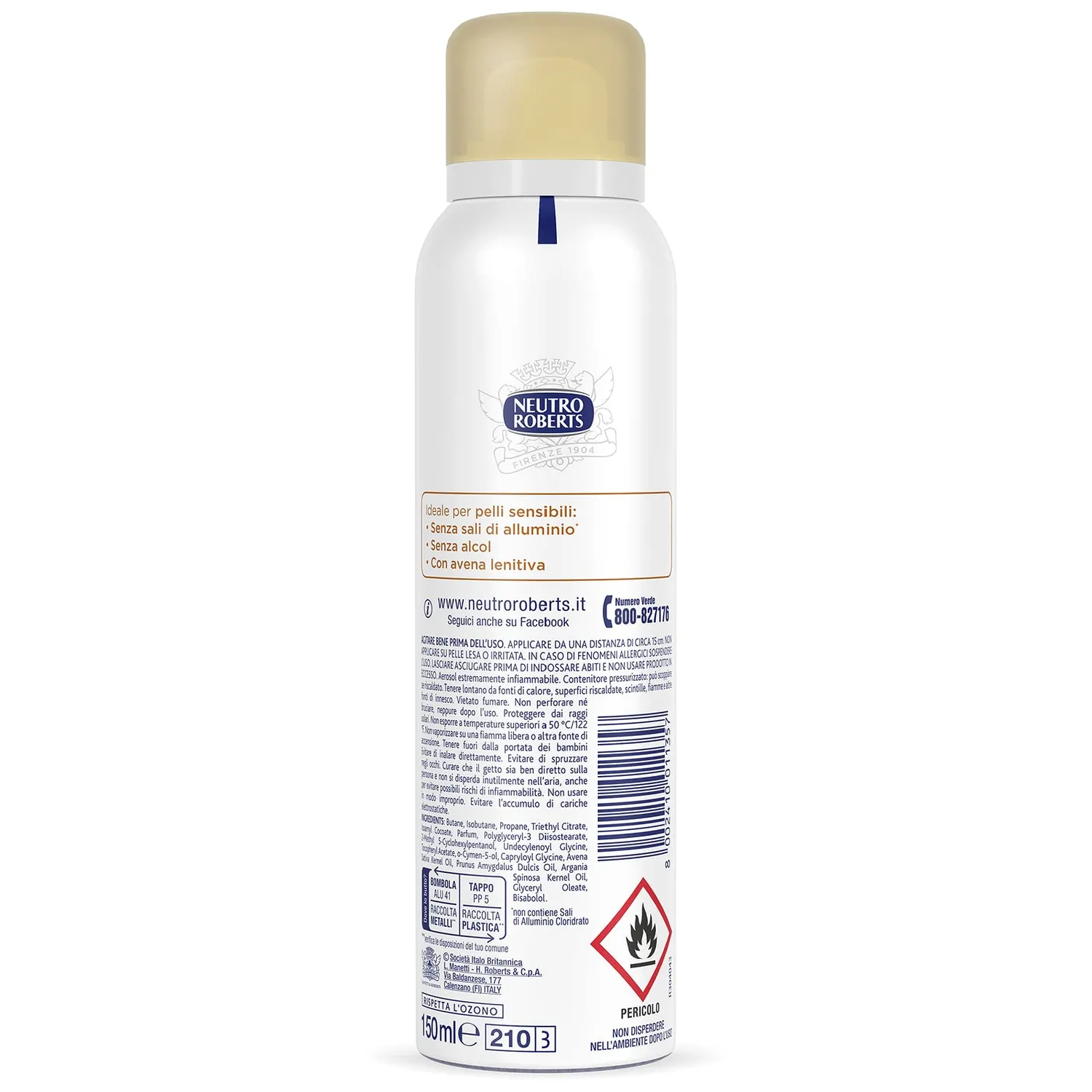Neutro Roberts Avena e Latte deodorante spray 150 ml delicato