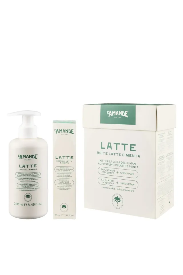 L'Amande Kit Cura Mani Latte Menta Sapone Crema Viso Mani