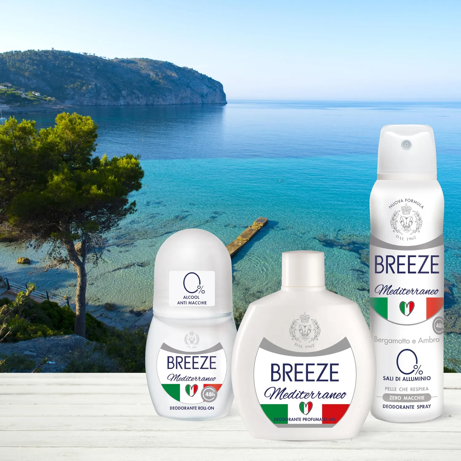 Breeze Mediterraneo deodorante roll on 6x50 ml anti macchie