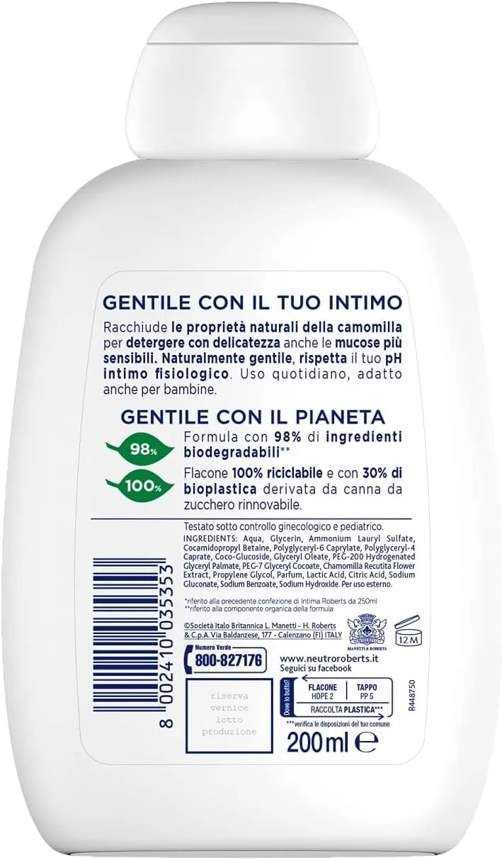 Neutro Roberts Intimo Camomilla detergente intimo 4x200 ml delicato