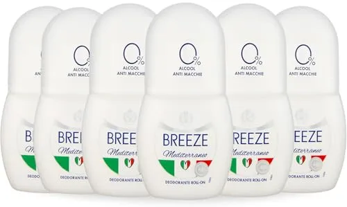 Breeze Mediterraneo deodorante roll on 6x50 ml anti macchie