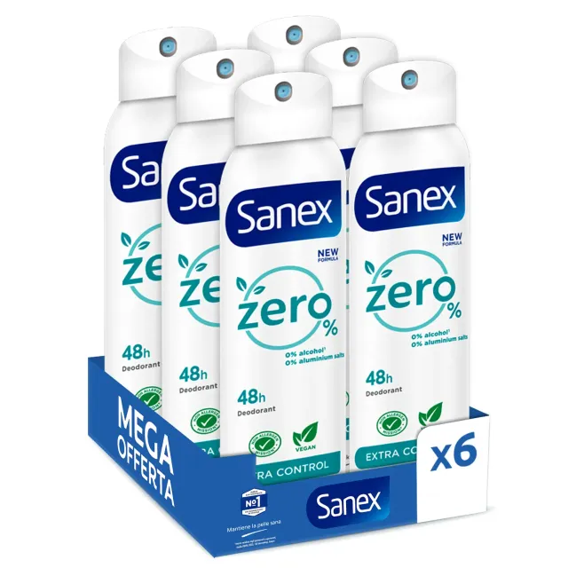Sanex Zero% Extra Control Deodorante Spray 6x150 ml 48h
