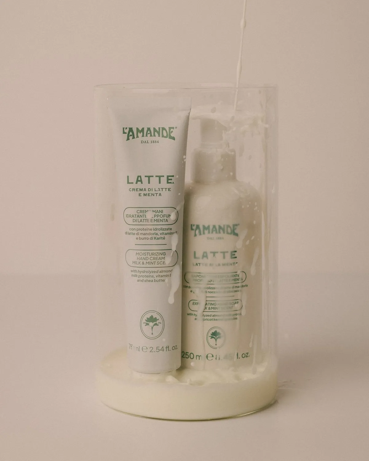 L'Amande Kit Cura Mani Latte Menta Sapone Crema Viso Mani