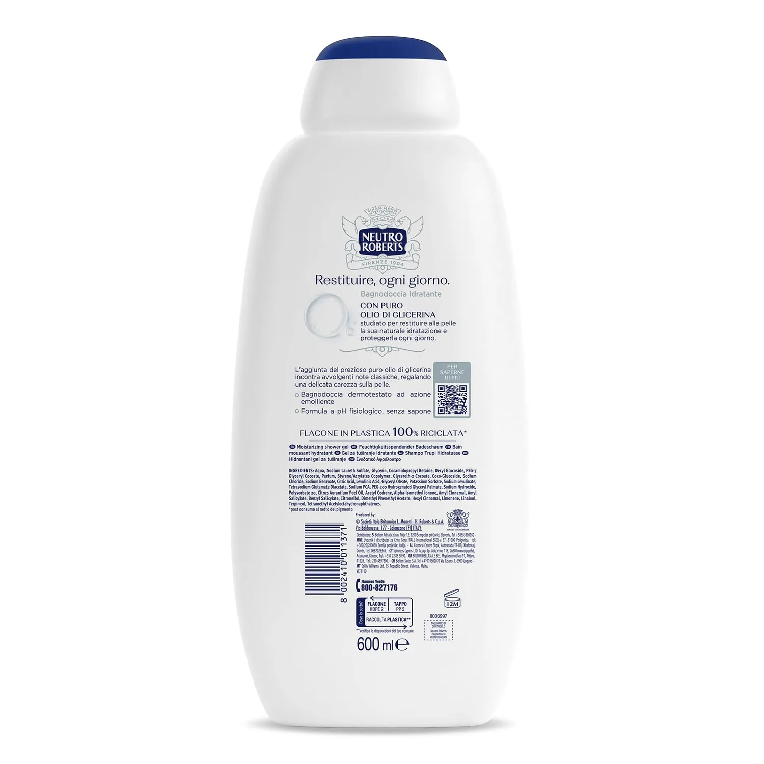 Neutro Roberts Idratante Bagnoschiuma 600 ml Glicerina Naturale