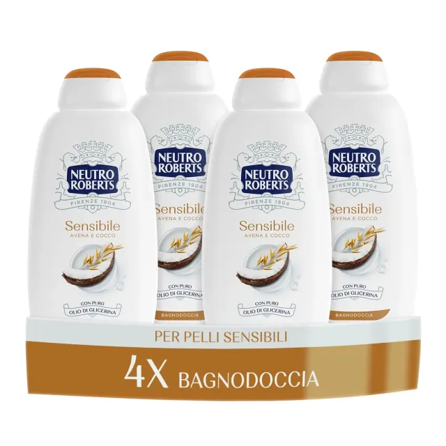 Neutro Roberts Sensibile Bagnoschiuma 4x600 ml Avena e Cocco