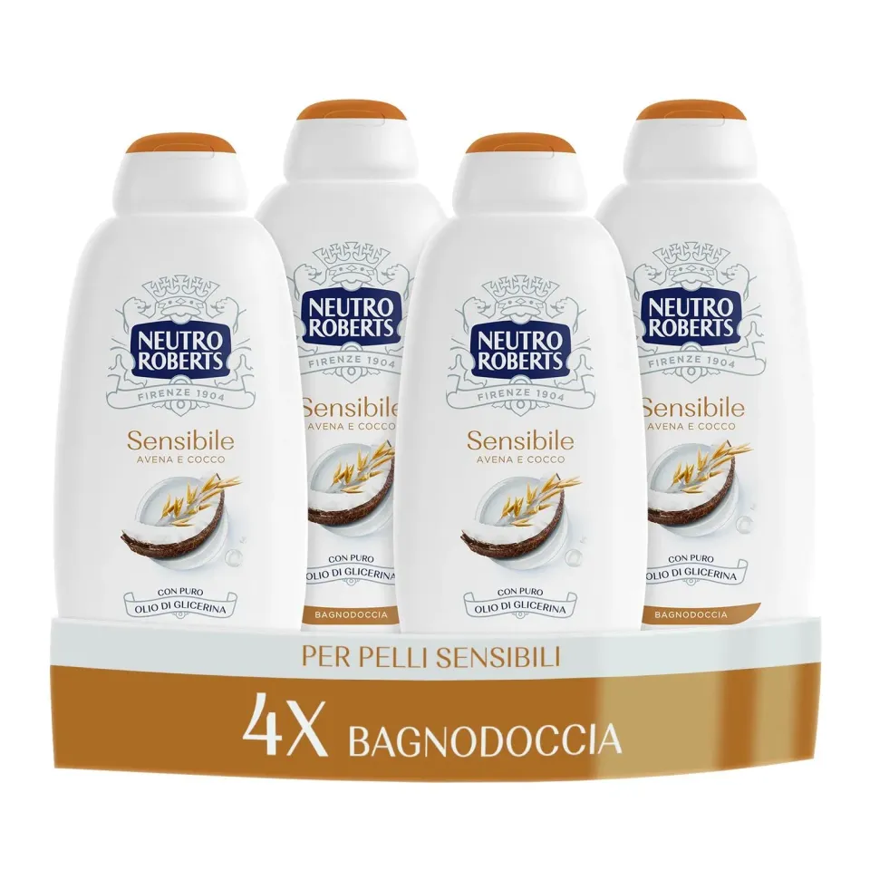 Neutro Roberts Sensibile Bagnoschiuma 4x600 ml Avena e Cocco