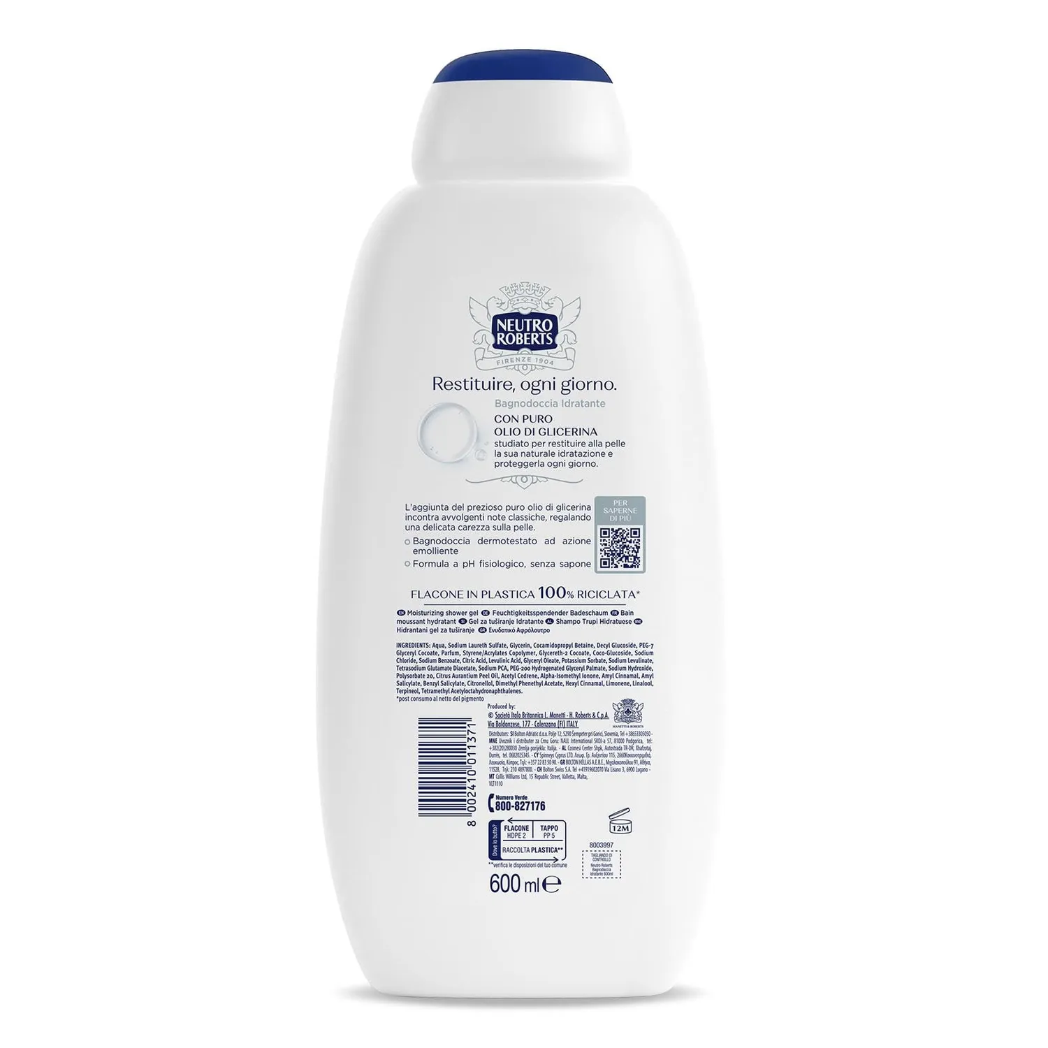 Neutro Roberts Idratante Bagnoschiuma 600 ml Glicerina Naturale