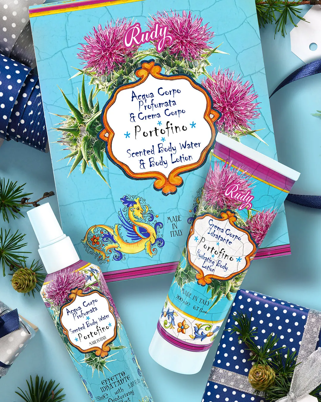 Rudy Maioliche Portofino Set Acqua 150 ml + Crema 200 ml floreale