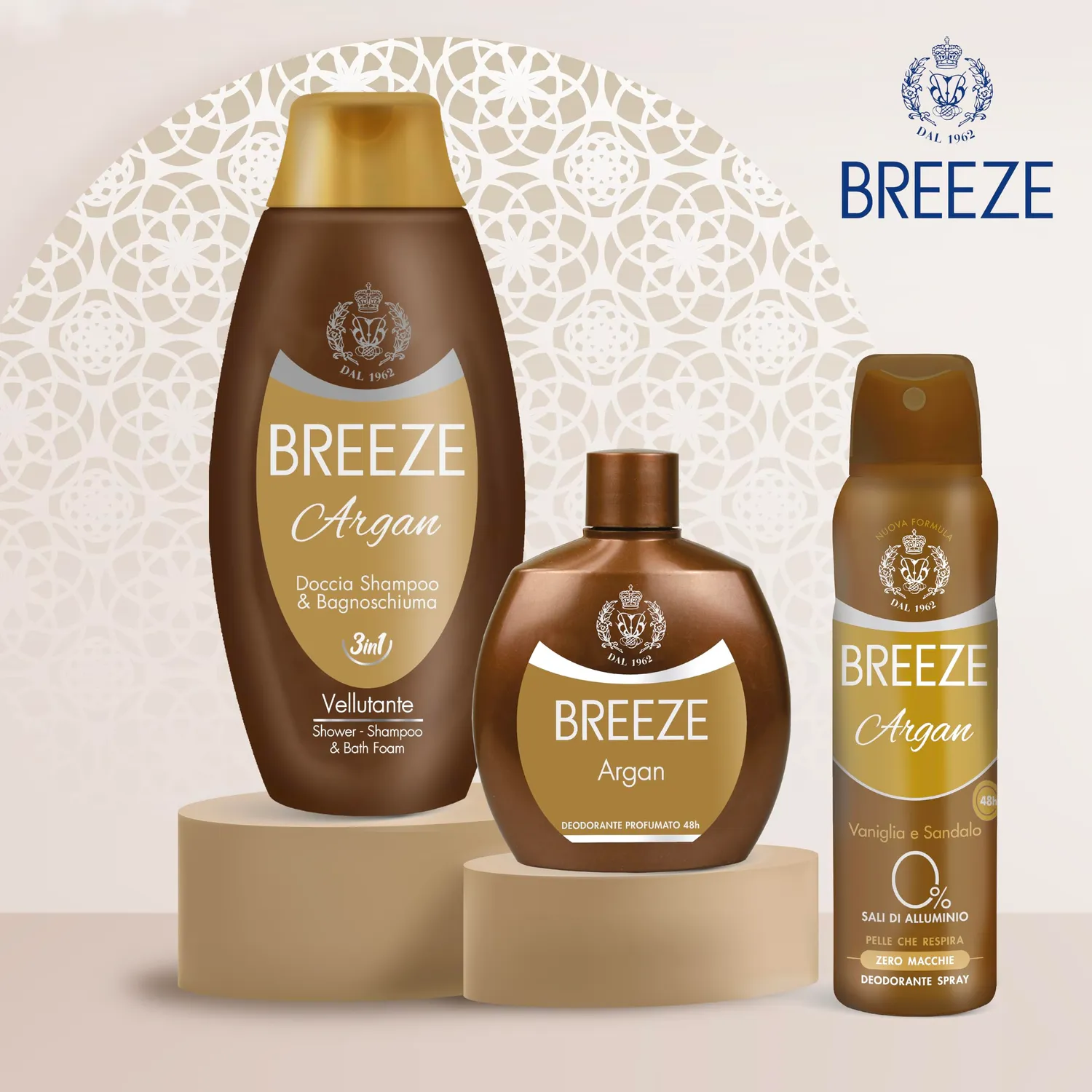 Breeze Argan Doccia Shampoo Bagnoschiuma 6x400 ml 3in1 pH fisiologico