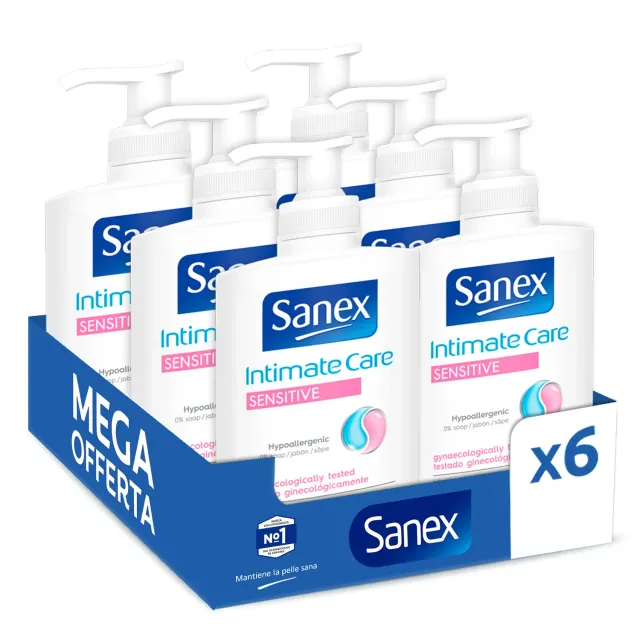 Sanex Sensitive detergente intimo 6x250 ml senza sapone