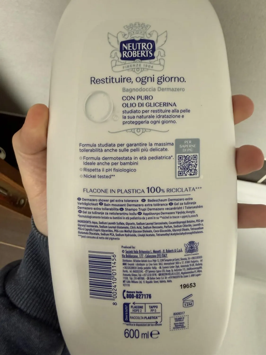Neutro Roberts Idratante Bagnoschiuma 600 ml Glicerina Naturale