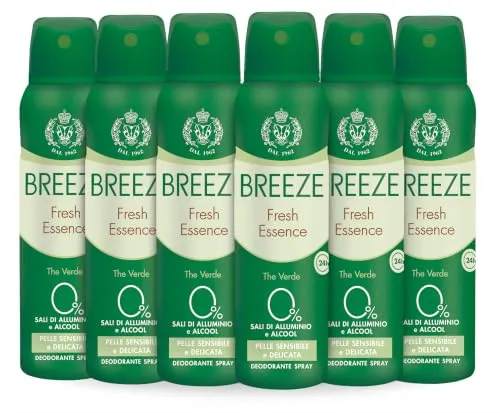 Breeze Fresh Essence Deodorante Spray 6x150 ml Tè Verde