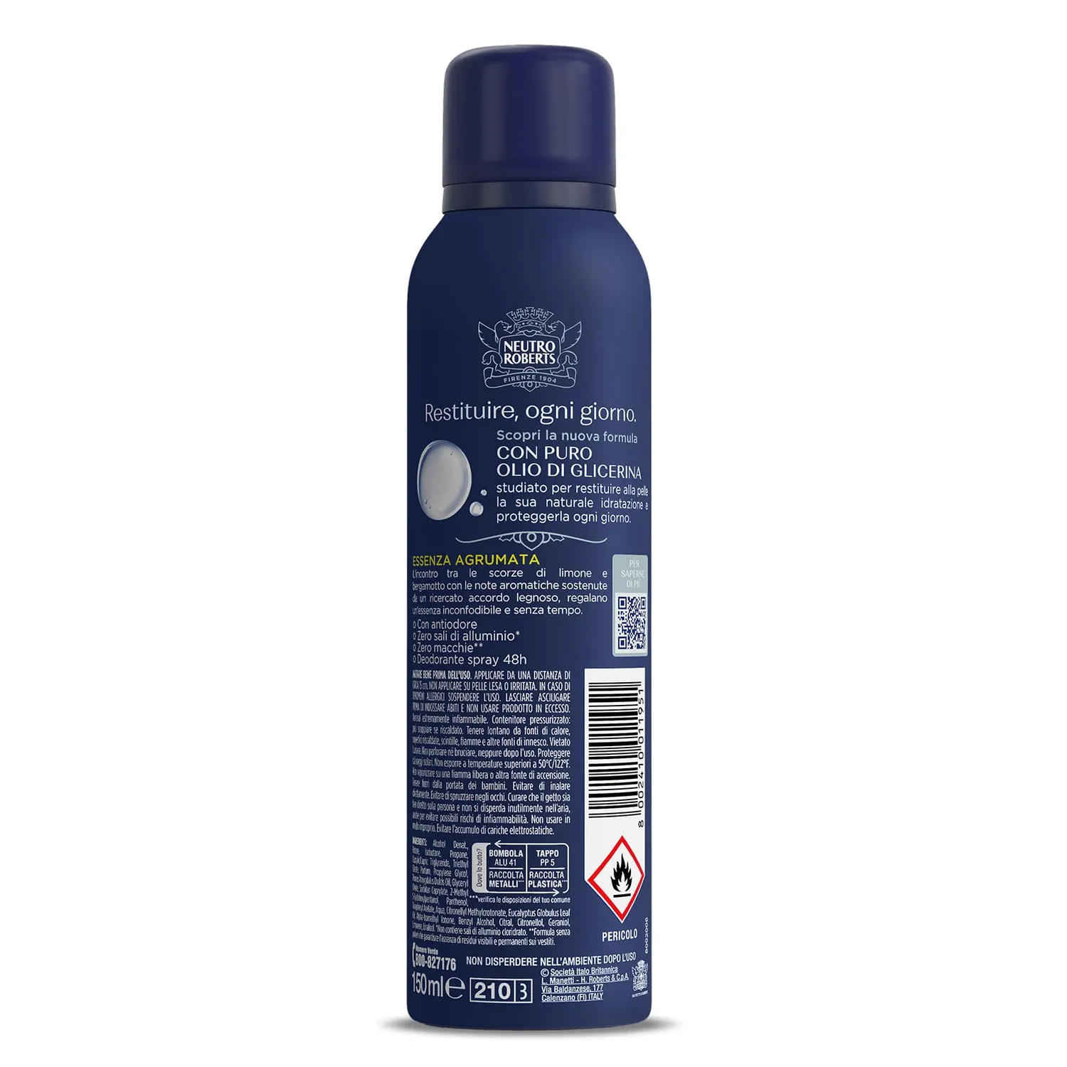 Neutro Roberts Uomo Essenza Agrumata spray 150 ml uomo