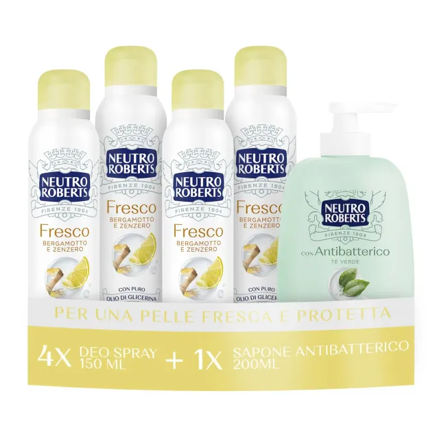 Neutro Roberts Fresco spray 4x150 ml bergamotto sapone mani