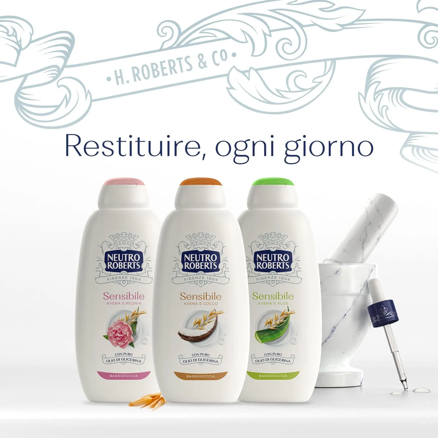 Neutro Roberts Sensibile Bagnoschiuma 4x600 ml Avena e Cocco