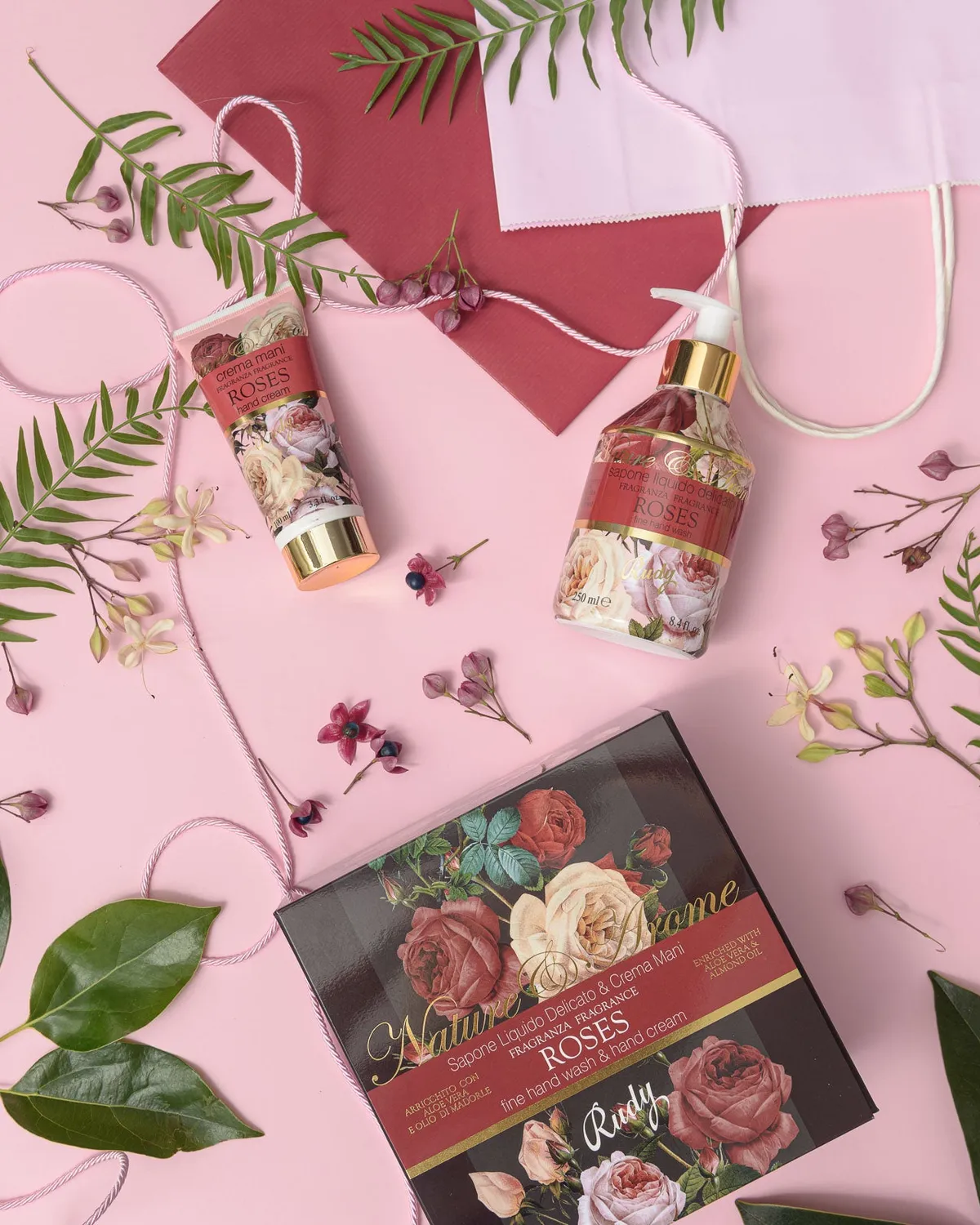 Rudy Profumi Nature&Arome Roses Set Regalo Sapone e Crema Mani Rosa