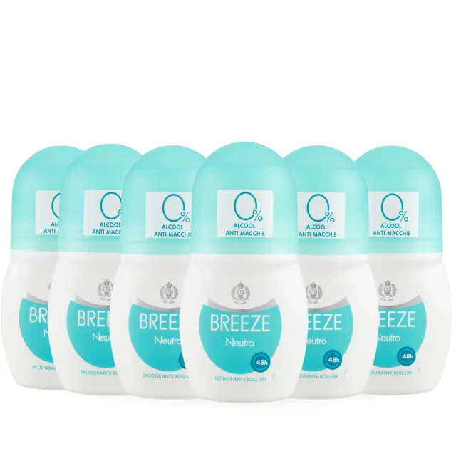 Breeze Neutro deodorante roll on 6x50 ml 48h antimacchia