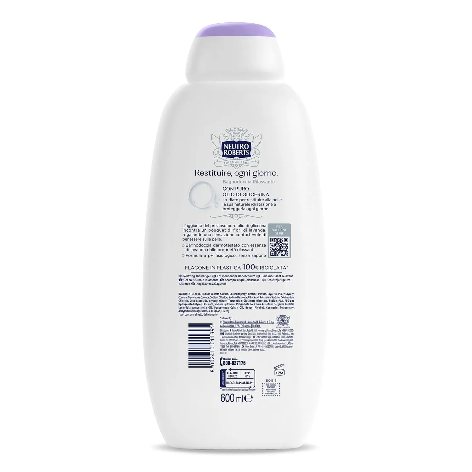 Neutro Roberts Lavanda e Patchouli bagnoschiuma 2x600 ml rilassante