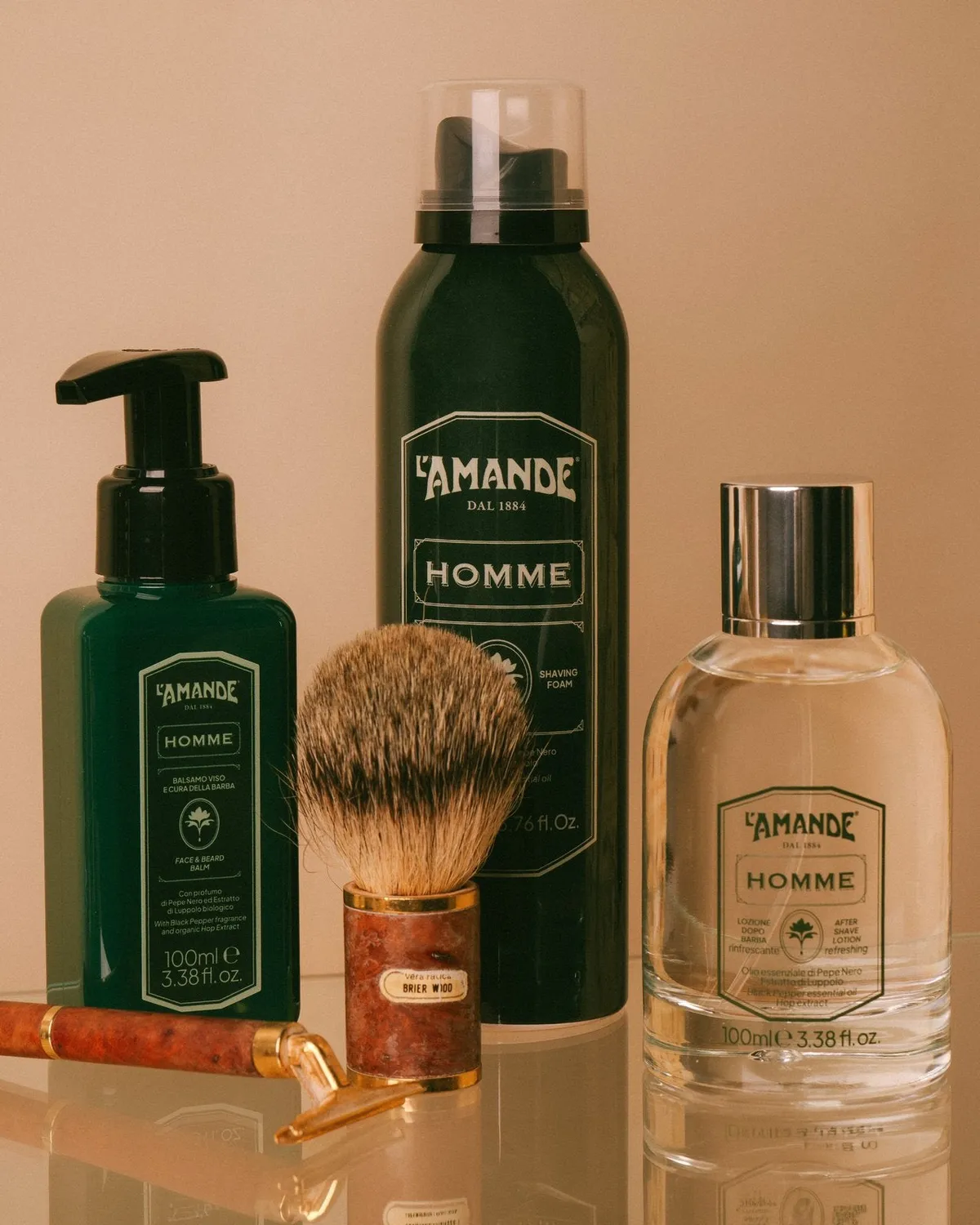 L'Amande Enfant Schiuma da Barba uomo pelli sensibili luppolo