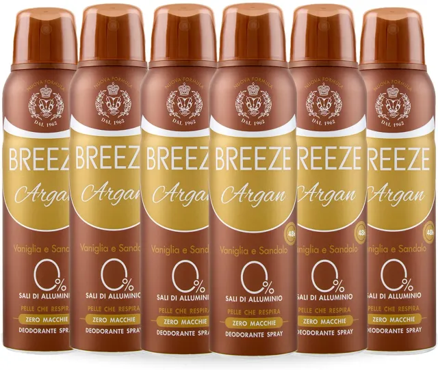 Breeze Argan Deodorante Spray 6x150 ml Pelli Sensibili