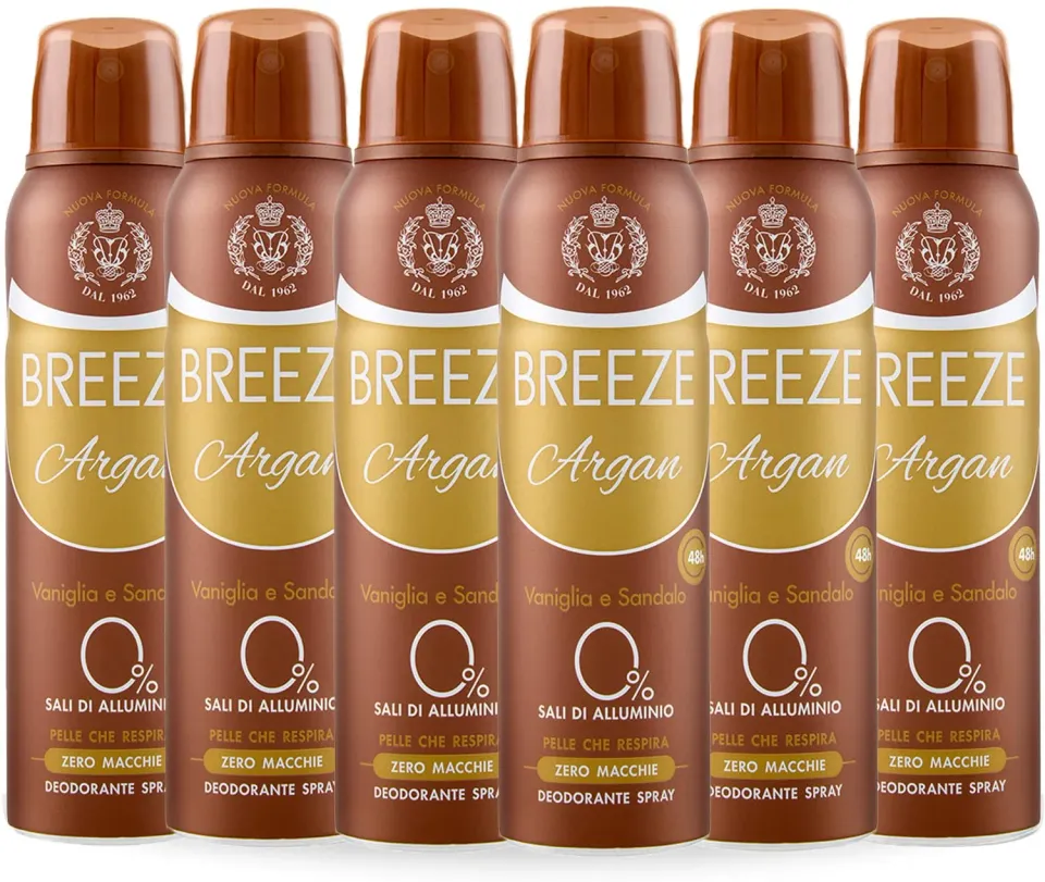 Breeze Argan Deodorante Spray 6x150 ml Pelli Sensibili