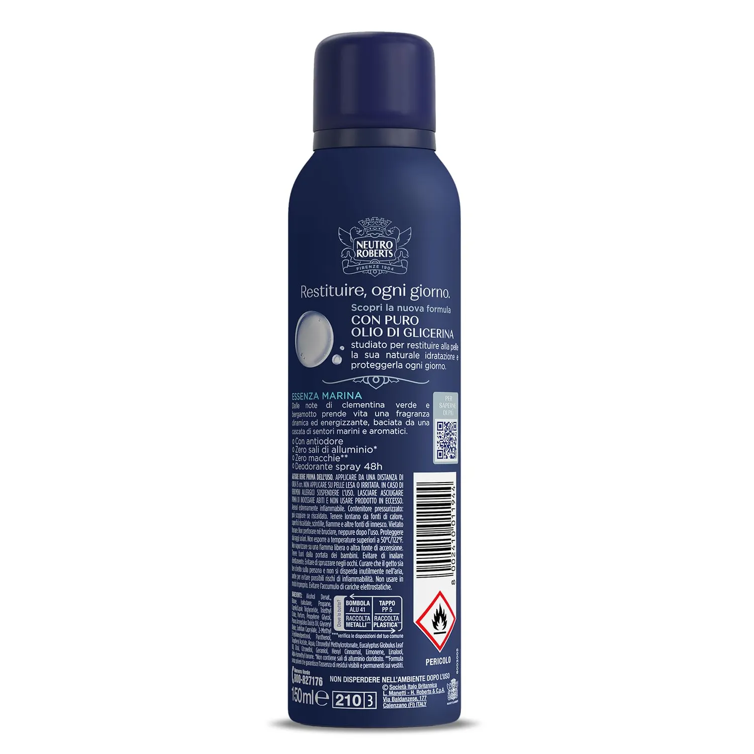 Neutro Roberts Essenza Marina Deodorante Spray Uomo 150 ml 48h