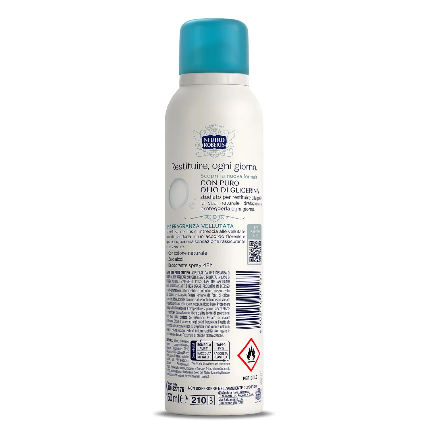 Neutro Roberts Sensibile Avena e Iris deodorante spray 150 ml zero alcol