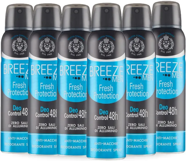 Breeze Men Fresh Protection Deodorante Spray 6x150 ml senza alluminio