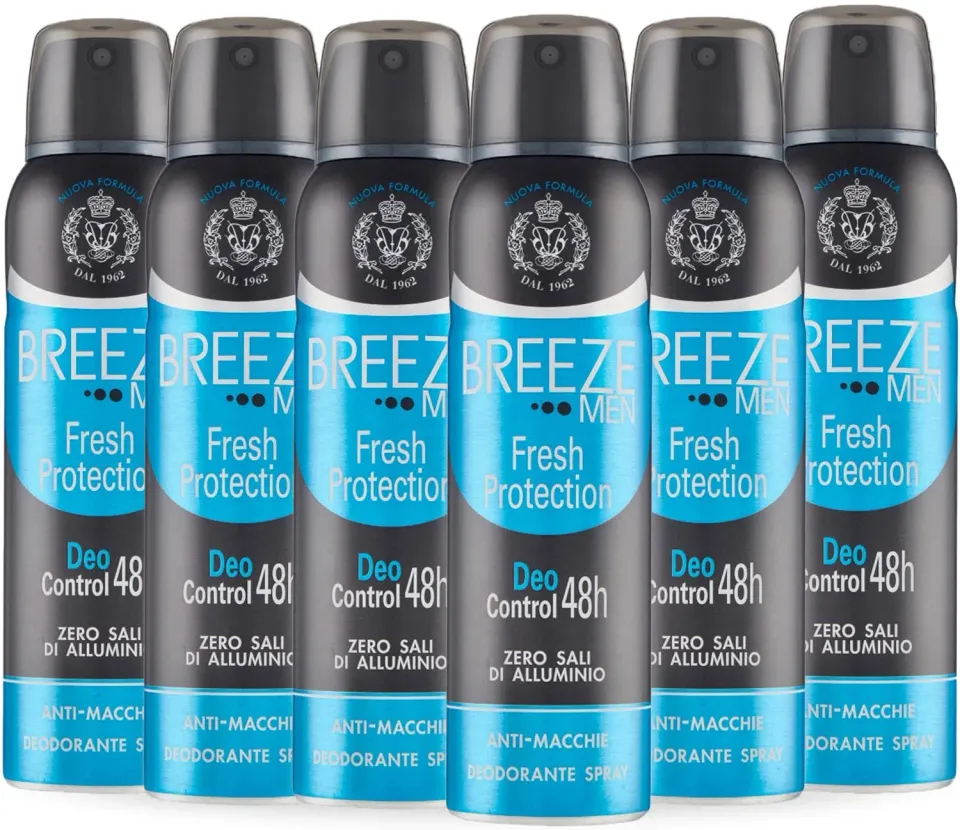Breeze Men Fresh Protection Deodorante Spray 6x150 ml senza alluminio