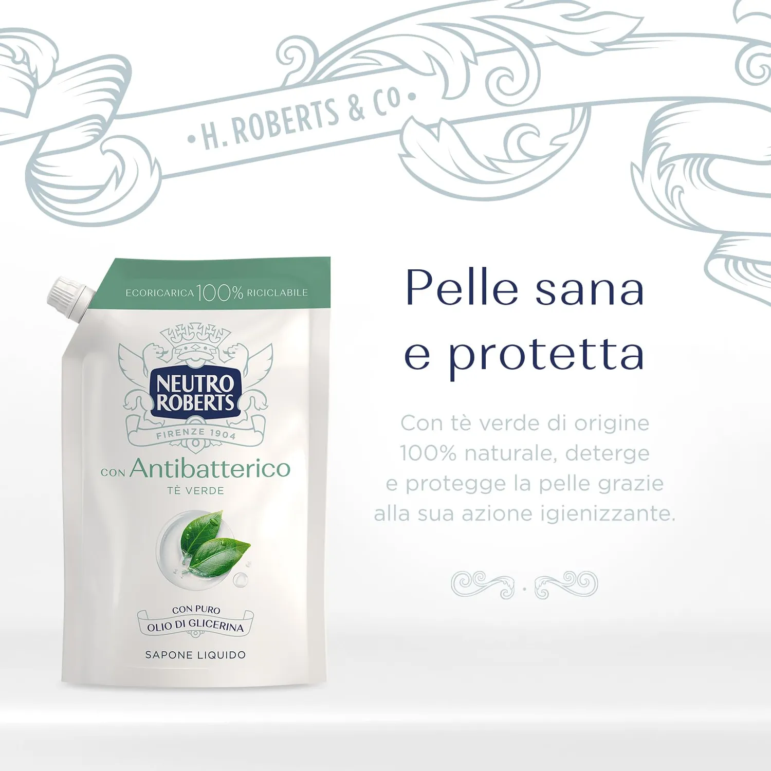 Neutro Roberts Antibatterico Sapone Liquido Ricarica 400 ml Te Verde