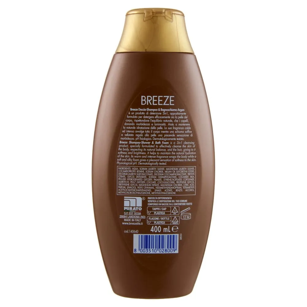 Breeze Argan Doccia Shampoo Bagnoschiuma 6x400 ml 3in1 pH fisiologico