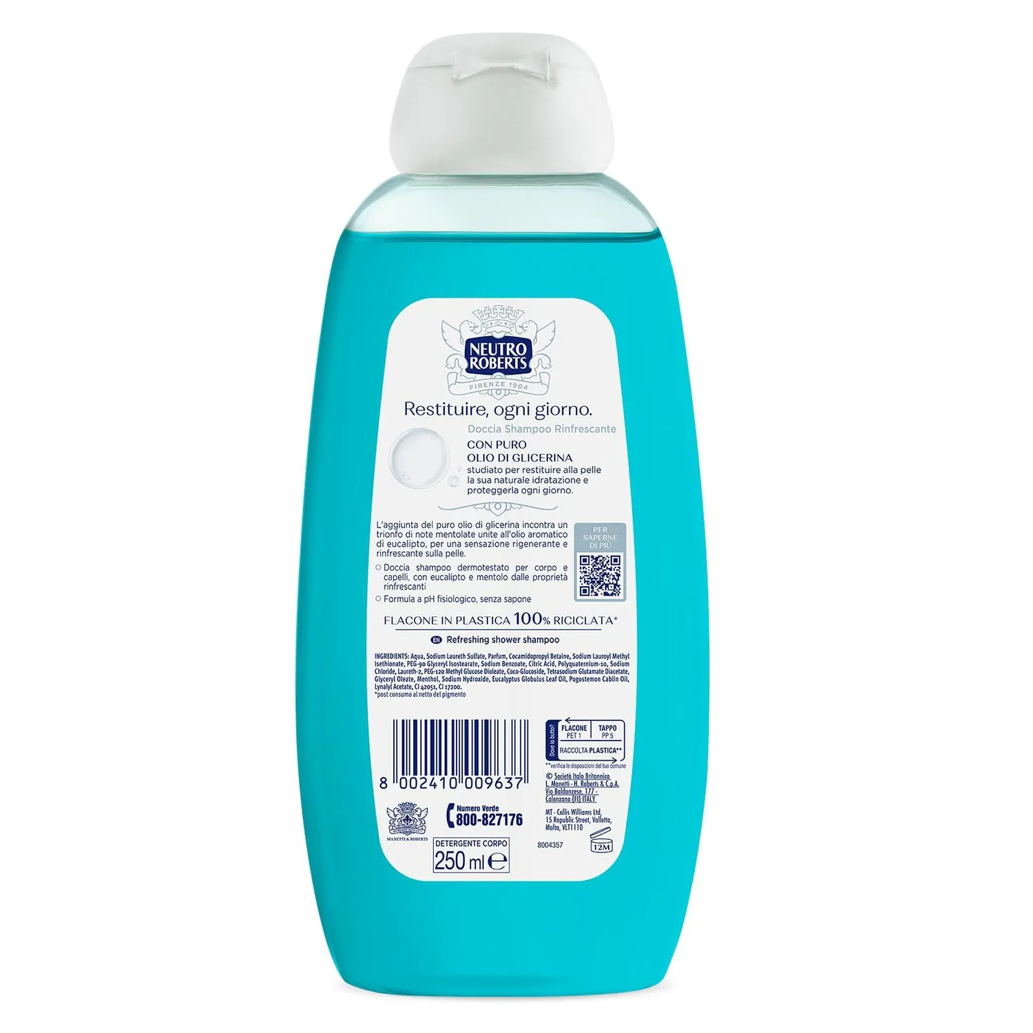 Neutro Roberts Rinfrescante doccia shampoo 250 ml menta