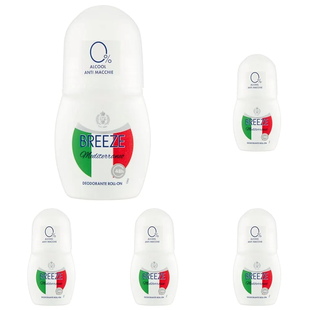 Breeze Mediterraneo deodorante roll on 6x50 ml anti macchie