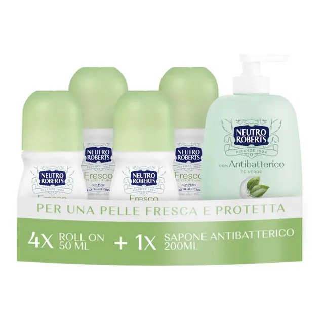 Neutro Roberts Deo Fresco Verde deodorante roll-on 4x50ml + sapone