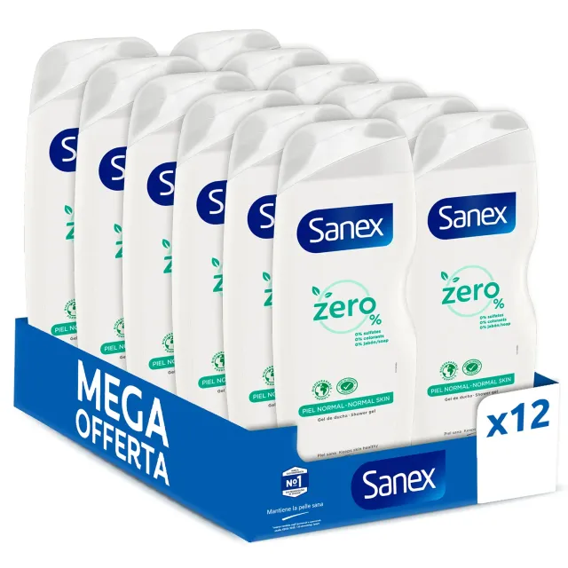 Sanex Zero% Bagnoschiuma Pelle Normale 12x600 ml Vegano