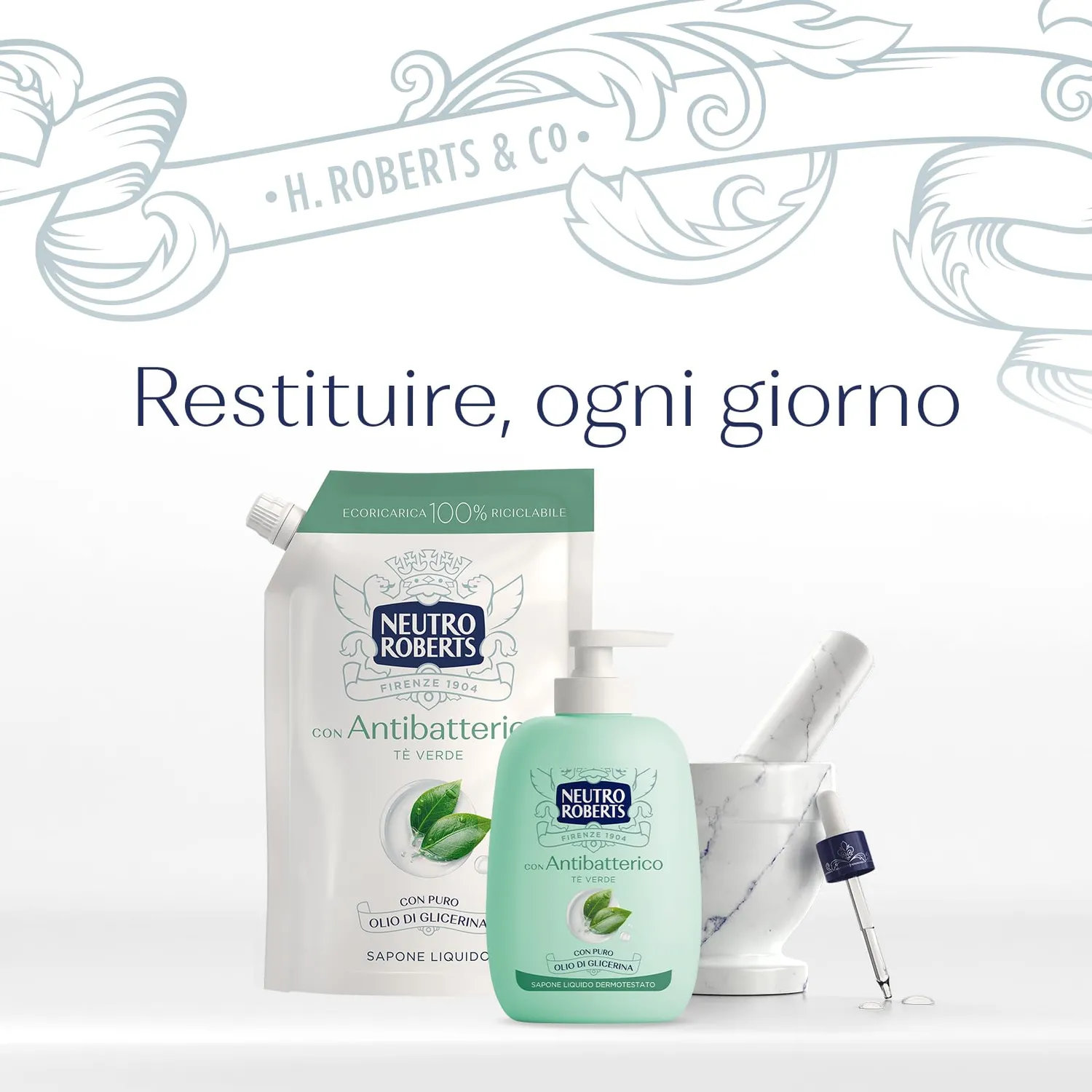 Neutro Roberts Antibatterico Sapone Liquido Ricarica 400 ml Te Verde