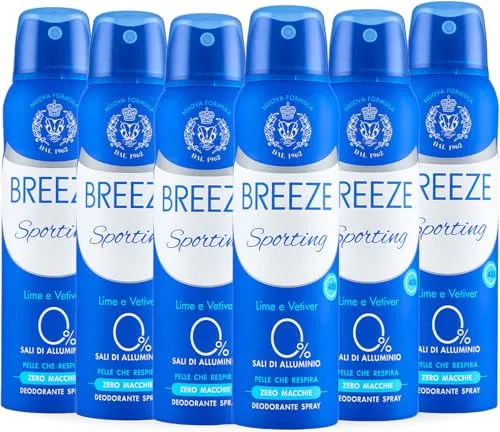 Breeze Sporting deodorante spray 6x150 ml lime bergamotto 48h