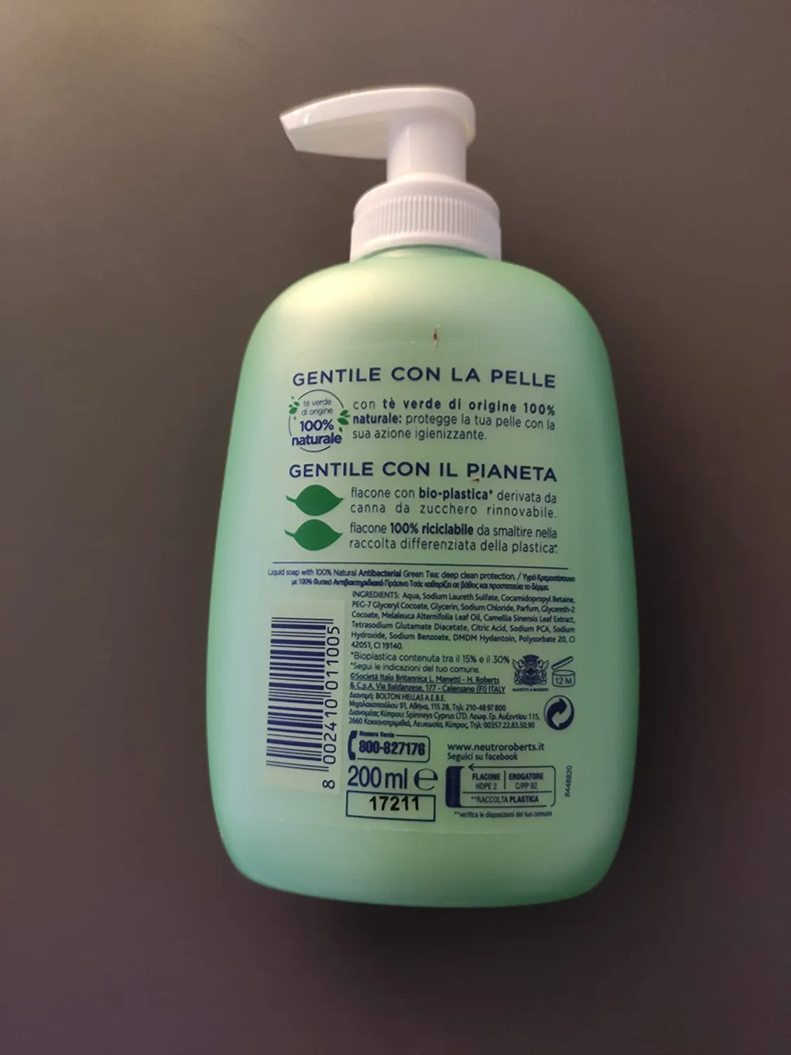 Neutro Roberts Antibatterico Sapone Liquido 6x200 ml Te Verde