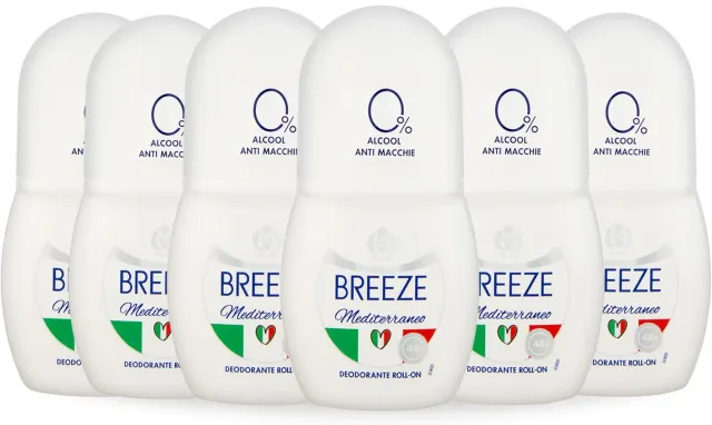 Breeze Mediterraneo deodorante roll on 6x50 ml anti macchie