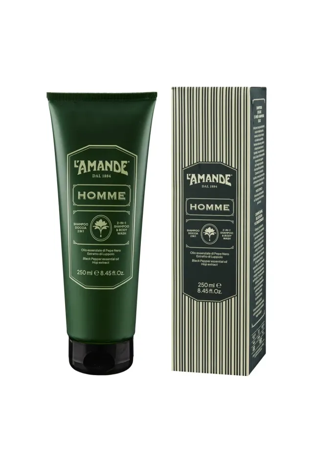 L'Amande Homme shampoo doccia 2 in 1 pepe nero