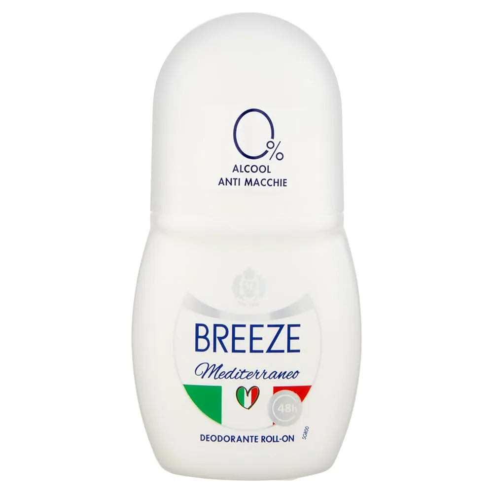 Breeze Mediterraneo deodorante roll on 6x50 ml anti macchie