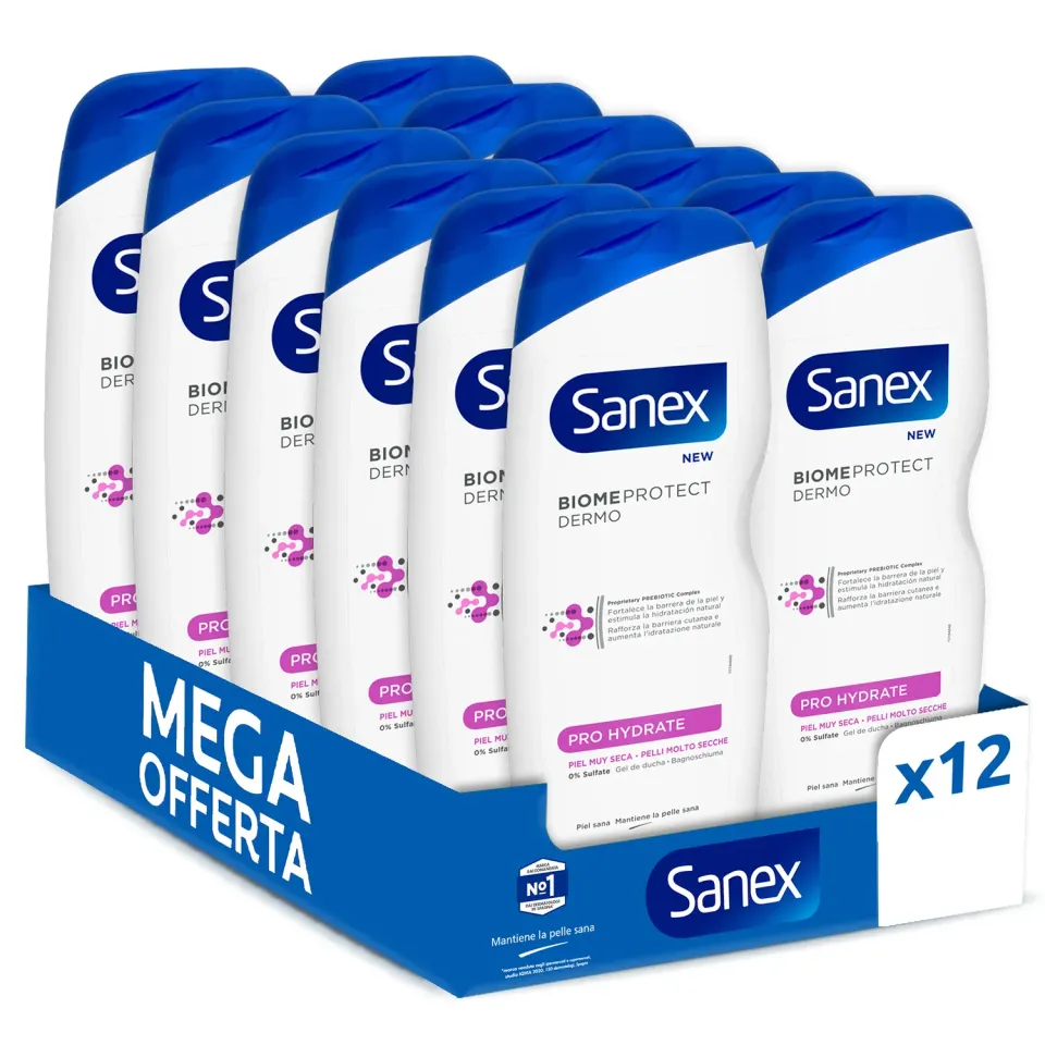 Sanex BiomeProtect Pro Hydrate Bagnoschiuma 12x550 ml